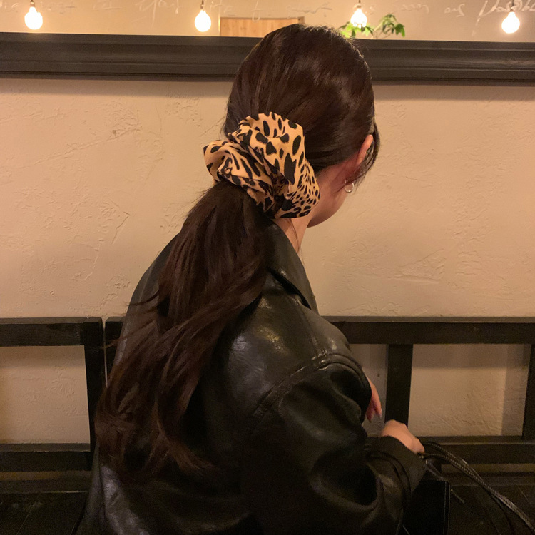 酷飒小野猫辣妹豹纹大肠发圈皮筋女扎头发绳高级感马尾辫古风发饰