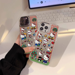 镂空格苹果凯蒂适用苹果16Promax手机壳iPhone15镜面14pro13高级7