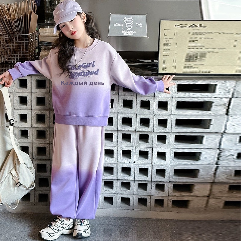 女童套装春秋款2024新款秋季运动潮帅气时髦大儿童衣服女孩两件套