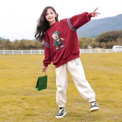 女童长袖卫衣春装2024新款女孩秋冬季上衣儿童宽松加绒百搭衣服潮