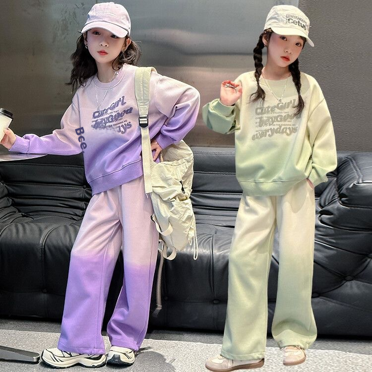 女童套装春秋款2024新款秋季运动潮帅气时髦大儿童衣服女孩两件套