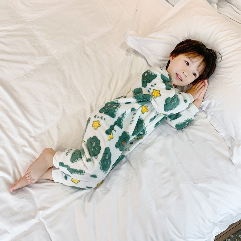 宝宝法兰绒连体睡衣冬装婴儿爬爬服小男童女童秋冬季珊瑚绒家居服