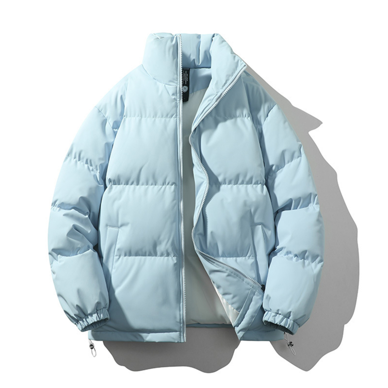 跨境定制立领棉服男女同款冬季加厚宽松棉袄情侣款纯色面包服棉衣