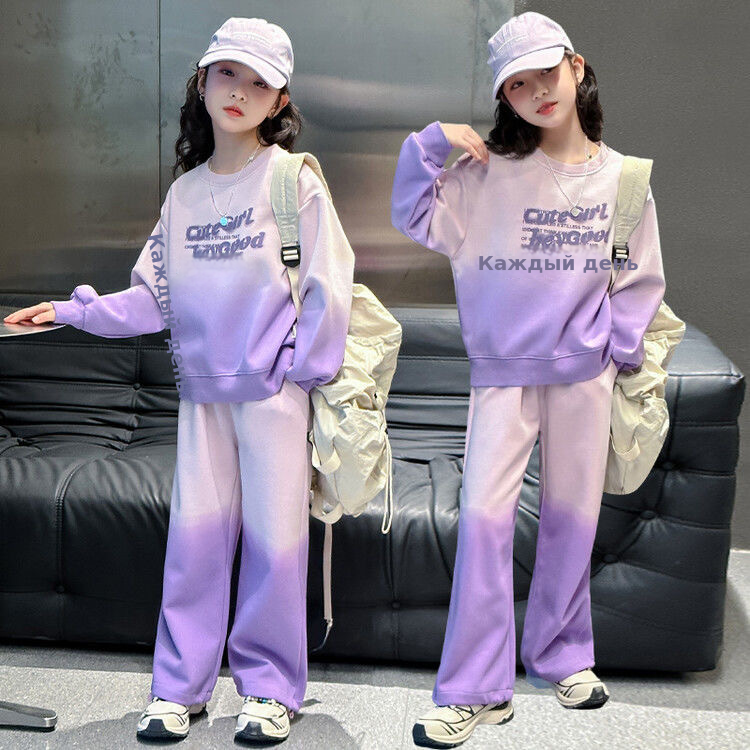 女童套装春秋款2024新款秋季运动潮帅气时髦大儿童衣服女孩两件套
