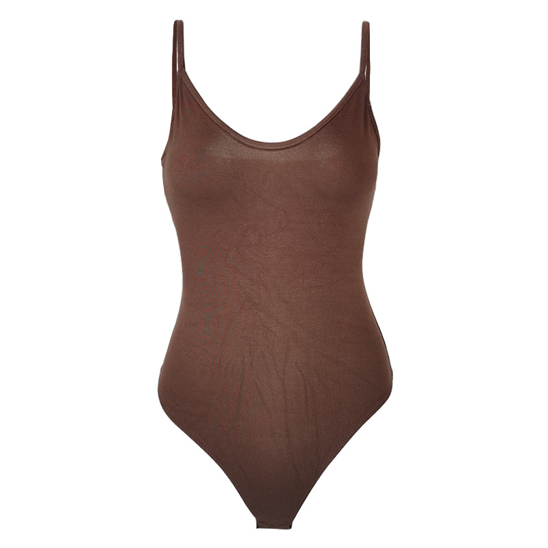 跨境新品性感紧身丁字打底女装夏 欧美露背V领吊带连体衣bodysuit
