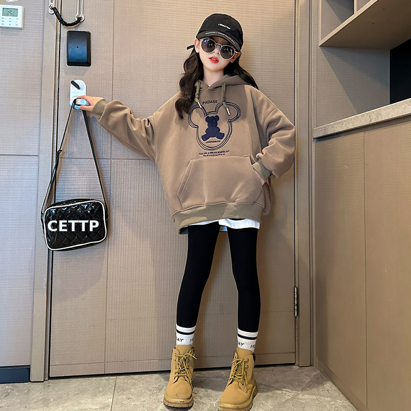 女童秋装套装2023新款洋气童装秋季连帽儿童上衣女大童衣服两件套
