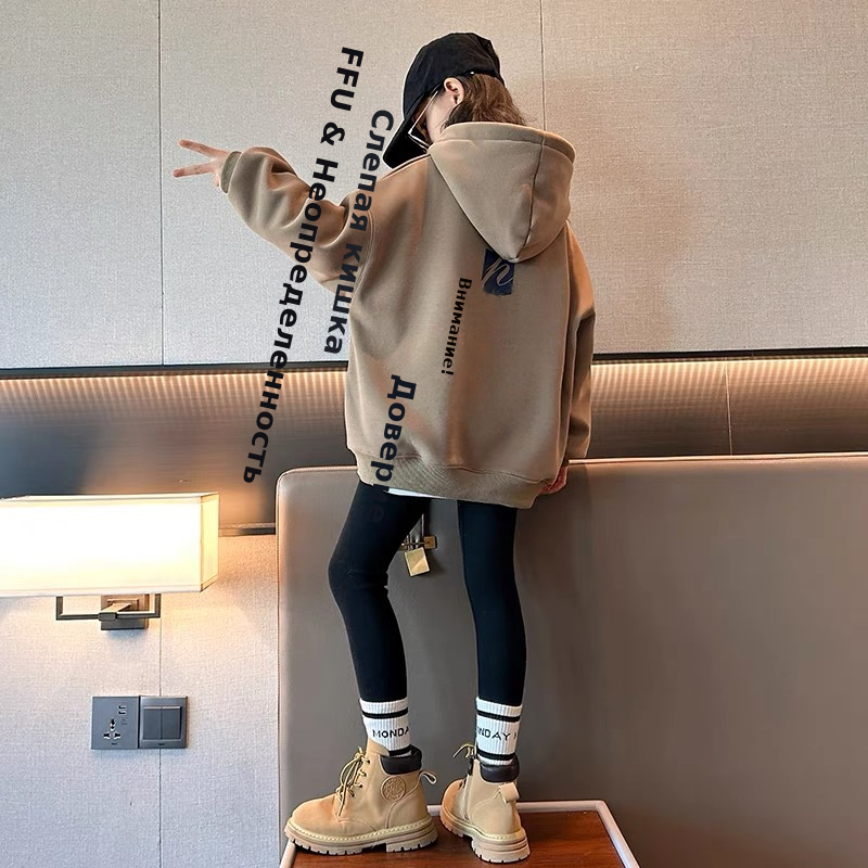 女童秋装套装2023新款洋气童装秋季连帽儿童上衣女大童衣服两件套