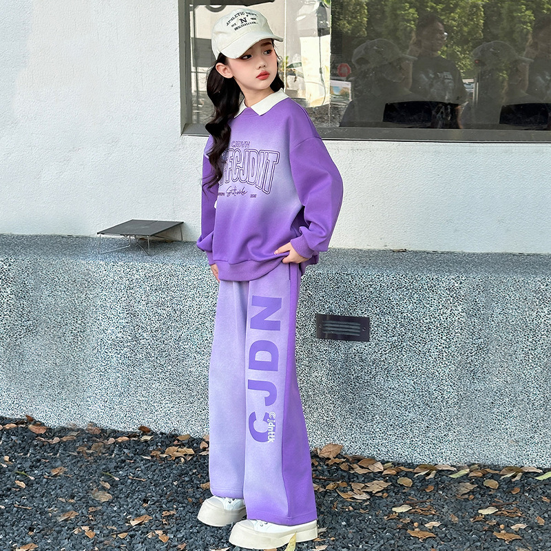 女童套装春秋款2024新款秋季运动潮帅气时髦大儿童衣服女孩两件套
