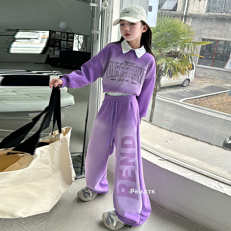 女童套装春秋款2024新款秋季运动潮帅气时髦大儿童衣服女孩两件套