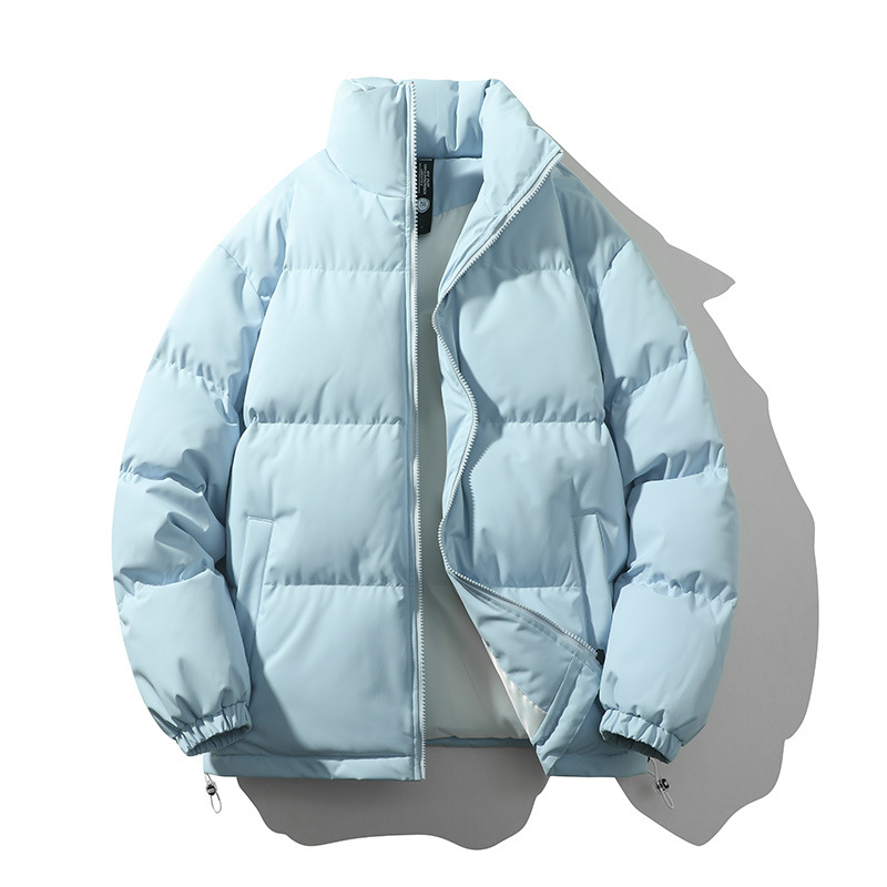 跨境定制立领棉服男女同款冬季加厚宽松棉袄情侣款纯色面包服棉衣