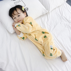 宝宝法兰绒连体睡衣冬装婴儿爬爬服小男童女童秋冬季珊瑚绒家居服