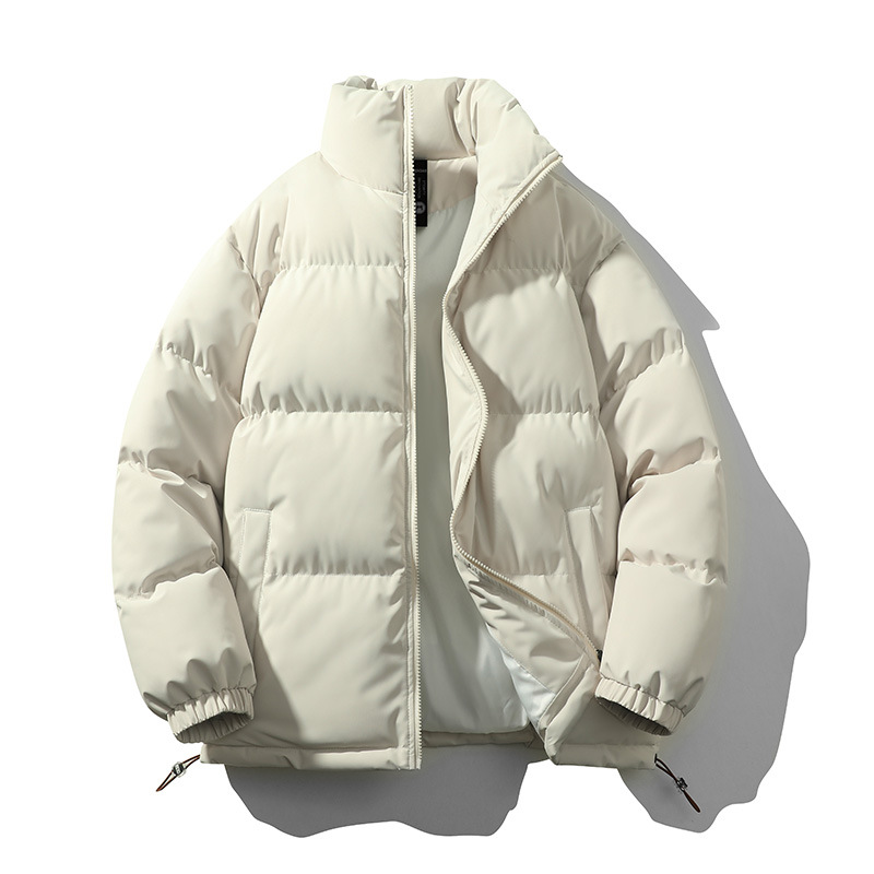 跨境定制立领棉服男女同款冬季加厚宽松棉袄情侣款纯色面包服棉衣