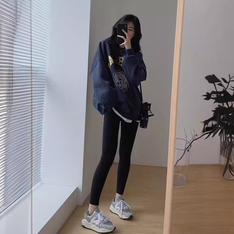 卫衣秋季女衣服长袖宽松大码卫衣情侣上衣女秋卫衣加绒加厚款女