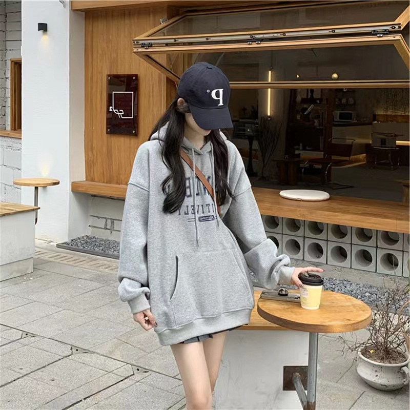 卫衣外套少女春秋装2024新款初中高中学生美式复古落肩hipho上衣