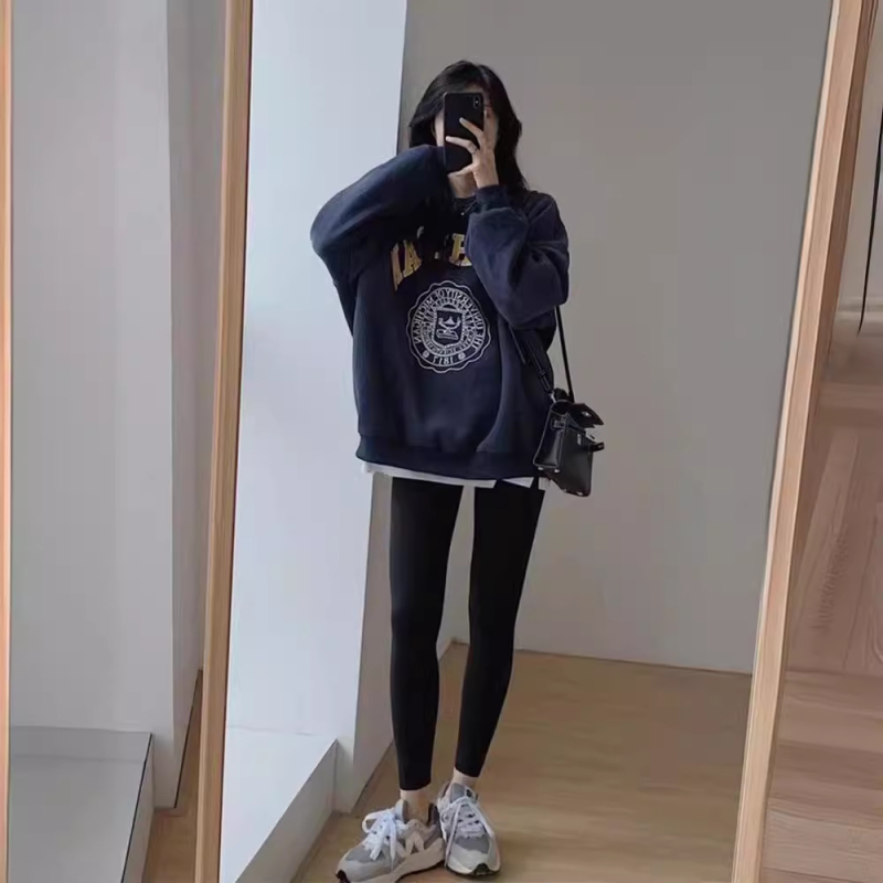 卫衣秋季女衣服长袖宽松大码卫衣情侣上衣女秋卫衣加绒加厚款女