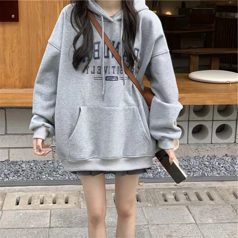卫衣外套少女春秋装2024新款初中高中学生美式复古落肩hipho上衣