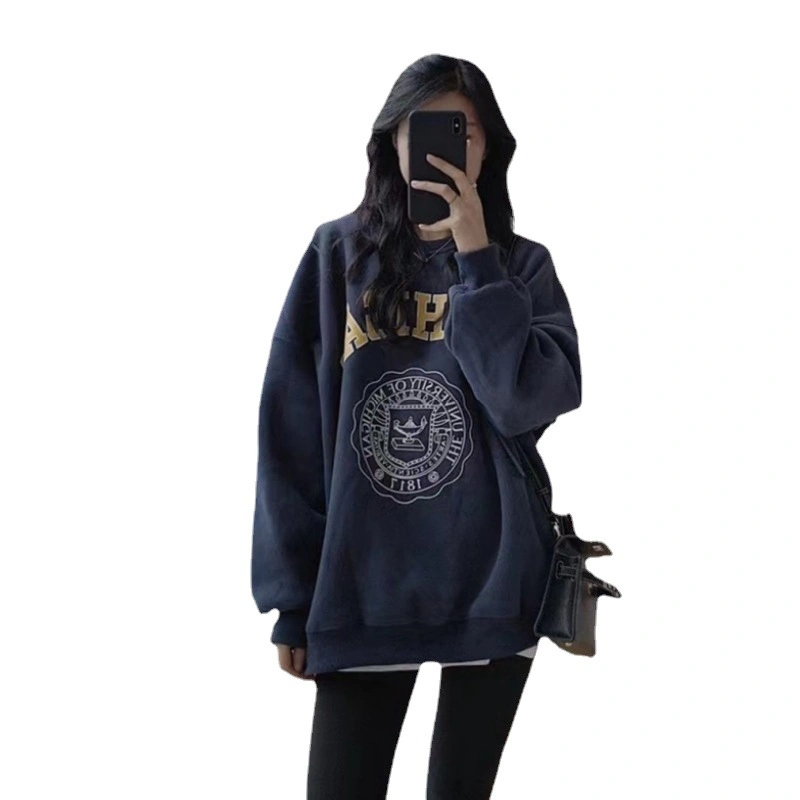 卫衣秋季女衣服长袖宽松大码卫衣情侣上衣女秋卫衣加绒加厚款女