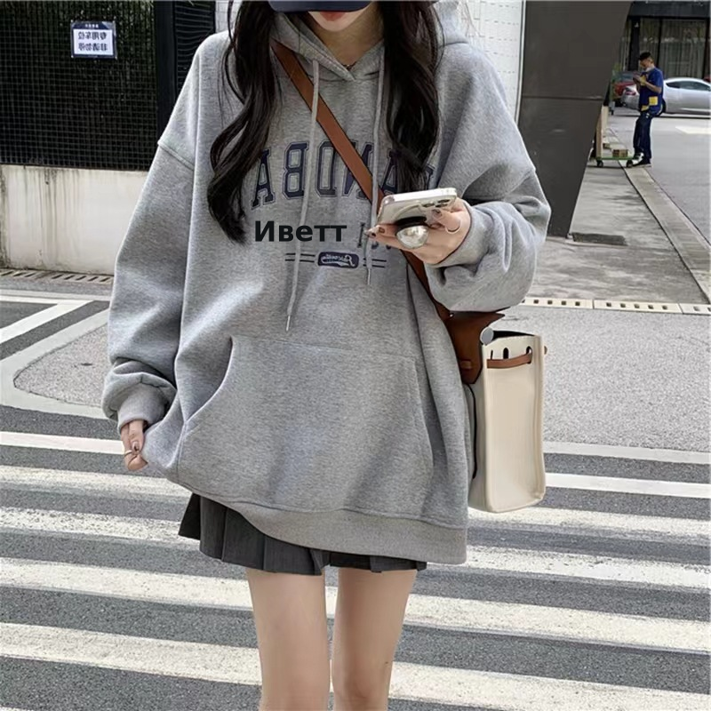 卫衣外套少女春秋装2024新款初中高中学生美式复古落肩hipho上衣