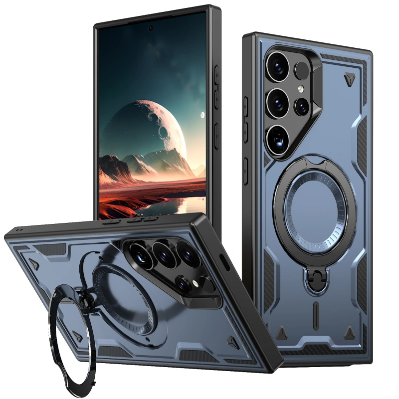 外贸批发适用三星S25 Ultra手机壳天环磁吸支架套啤盔甲S25u防摔