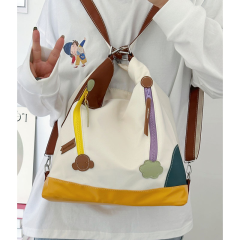 韩系大包包女2024新款时尚撞色大容量单肩包多用双肩包斜挎托特包