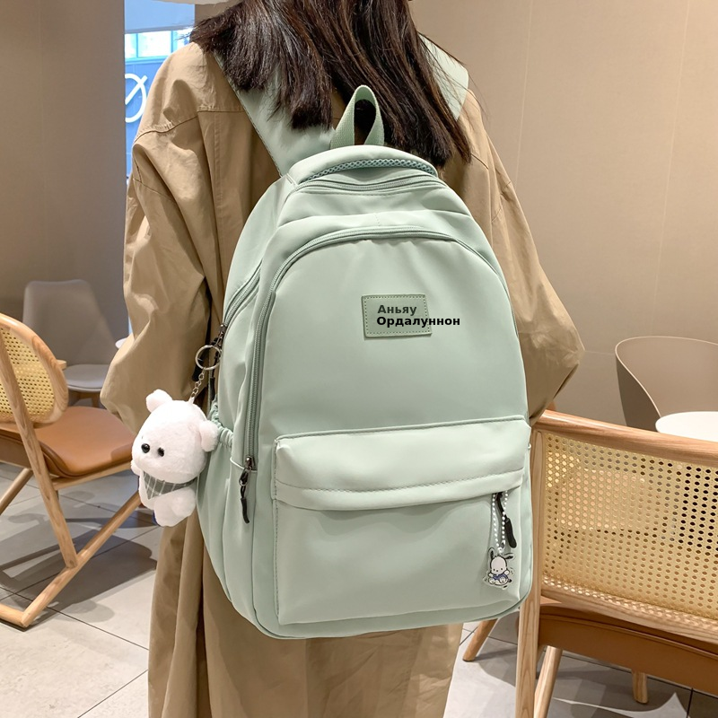 森系大容量高中大学生书包女简约百搭ins校园风双肩包女电脑背包