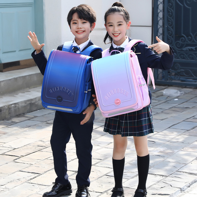 正版蓓诺森潮款学生书包纯色实用大容量减负简约时尚中小学生书包