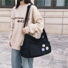 文艺休闲斜挎包女2024新款时尚大容量帆布包简约邮差包学生单肩包