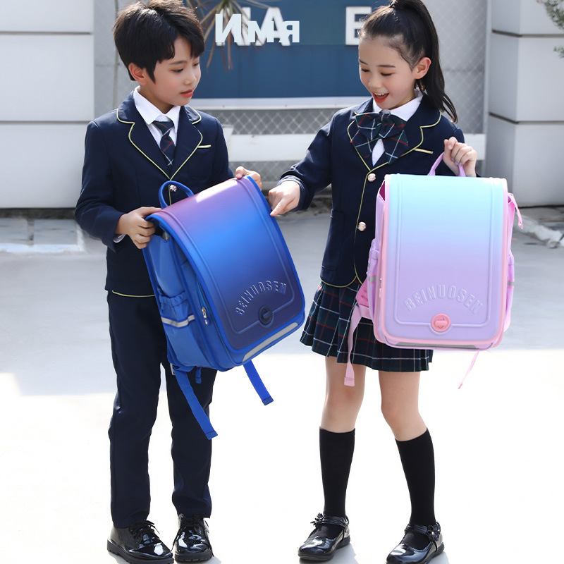 正版蓓诺森潮款学生书包纯色实用大容量减负简约时尚中小学生书包