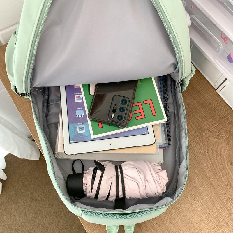森系大容量高中大学生书包女简约百搭ins校园风双肩包女电脑背包