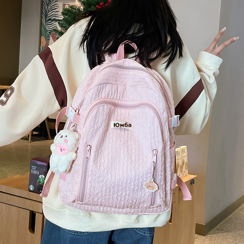 小清新少女书包女初中生高颜值双肩包日系简约大学生轻便防水背包