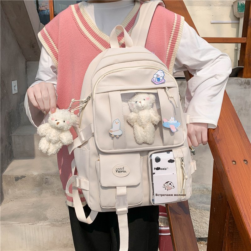 ins风大容量高中学生书包女韩版原宿ulzzang卡通双肩包初中生背包