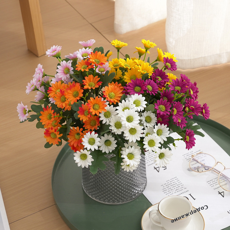 小雏菊仿真花束洋甘菊 婚庆家居装饰野菊花跳兰菊小清新假花绢花