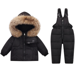 厂家直销欧美儿童羽绒服加厚保暖套装滑雪服套装1-6外套滑雪服