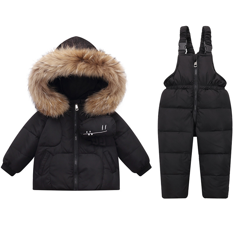 厂家直销欧美儿童羽绒服加厚保暖套装滑雪服套装1-6外套滑雪服