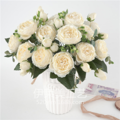 5头含苞牡丹花 仿真花假花家居摆件婚礼装饰玫瑰花束花墙花瓶插花