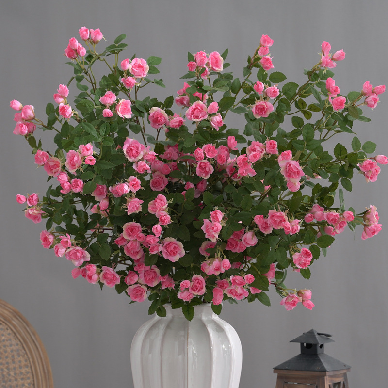 仿真花 长支小玫瑰 现代客厅装饰摆件餐桌花北欧插花假花花束