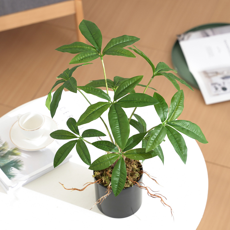 跨境 仿真绿植发财树盆栽套装塑料花卉 假花落地室内摄影装饰摆件