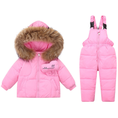 厂家直销欧美儿童羽绒服加厚保暖套装滑雪服套装1-6外套滑雪服