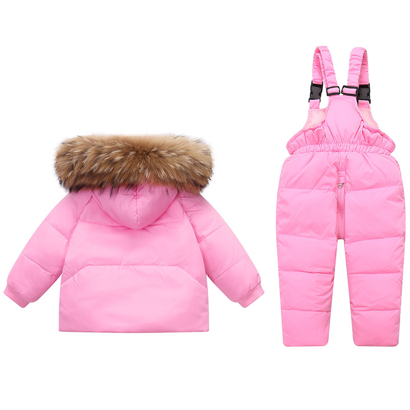 厂家直销欧美儿童羽绒服加厚保暖套装滑雪服套装1-6外套滑雪服