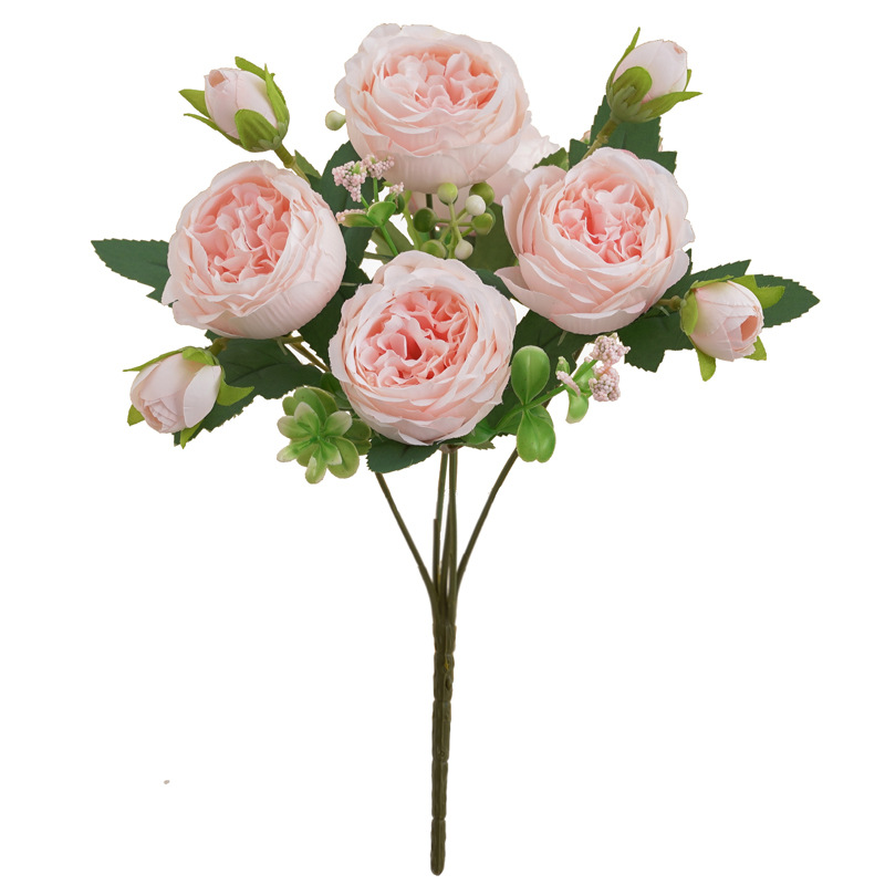春色含苞牡丹仿真花 芍药玫瑰花家居摆件婚庆手捧花路引桌面装饰