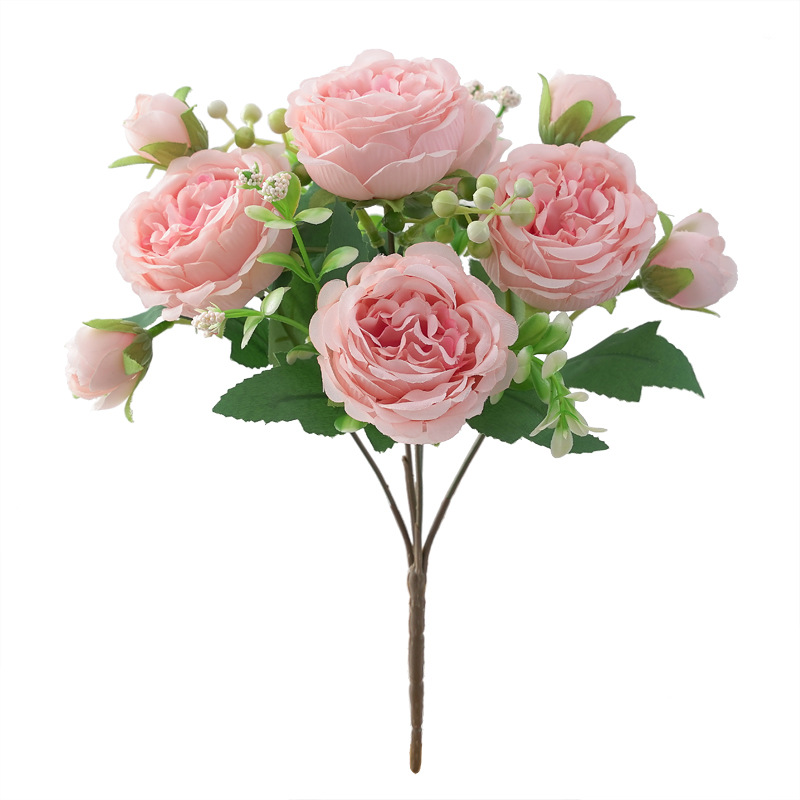春色含苞牡丹仿真花 芍药玫瑰花家居摆件婚庆手捧花路引桌面装饰