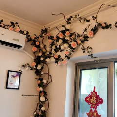 仿真植物壁挂1.8米玫瑰花藤 婚庆餐厅墙面装饰室内布景摄影绿植