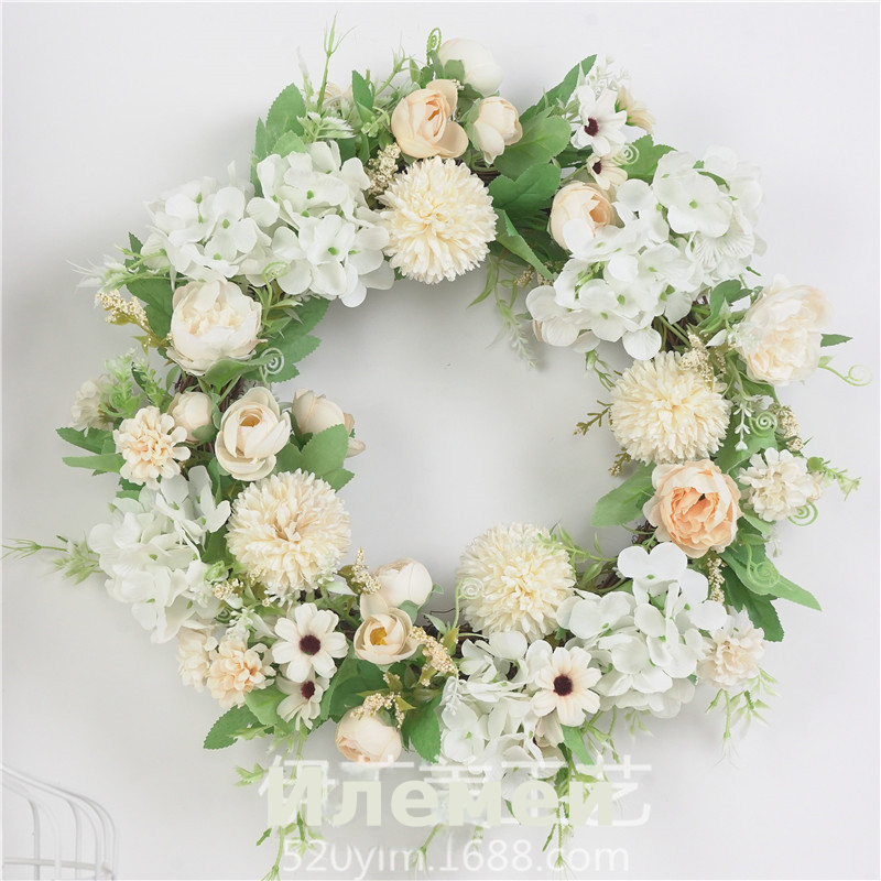【5色可选】 仿真花环门饰墙饰牡丹花环花艺装饰婚庆挂饰绣球春季