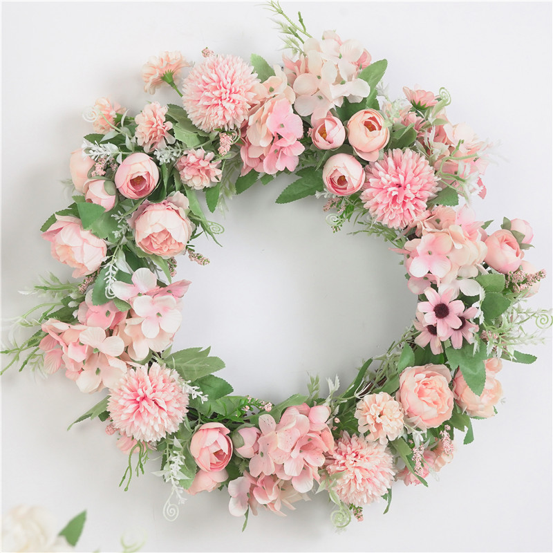 【5色可选】 仿真花环门饰墙饰牡丹花环花艺装饰婚庆挂饰绣球春季