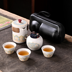 陶瓷古韵旅行茶具快客杯套装定制泡茶便携式车载一壶三杯商务礼品