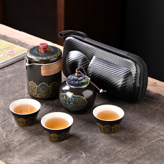 陶瓷古韵旅行茶具快客杯套装定制泡茶便携式车载一壶三杯商务礼品