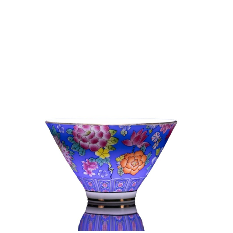 精品茶具珐琅彩茶杯斗笠绿茶扒花杯子茶碗描金品茗杯主人单杯