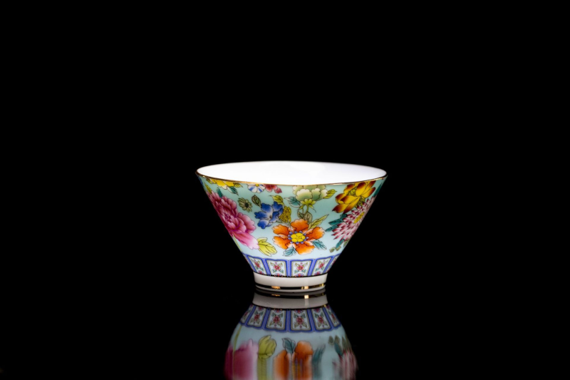 精品茶具珐琅彩茶杯斗笠绿茶扒花杯子茶碗描金品茗杯主人单杯