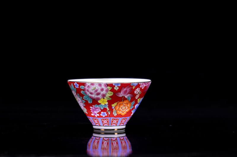 精品茶具珐琅彩茶杯斗笠绿茶扒花杯子茶碗描金品茗杯主人单杯
