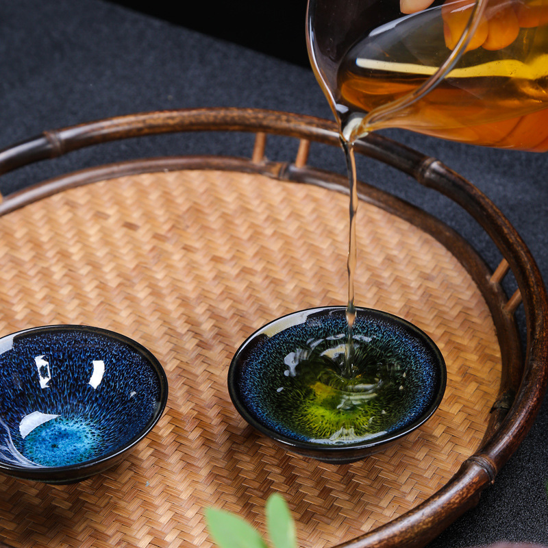 窑变茶杯陶瓷杯盏功夫小茶杯主人杯单杯建盏茶具茶碗品茗杯斗笠杯
